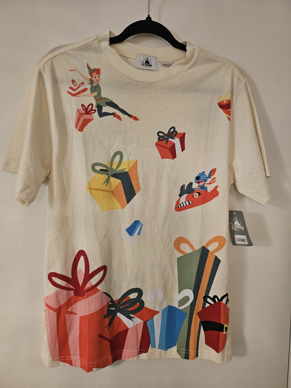 Disney Women's Cream Peter Pan & Presents Graphic Tee